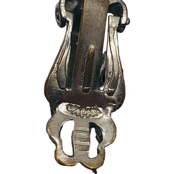 Vintage Japan Green Cluster Beads Silver Tone Clip On Earrings Jelly Belly Matte - Picture 5 of 5